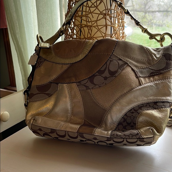 Coach Gold and Brown Patchwork Bag - Picture 2 of 3